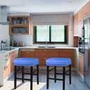 HFCNMY Stool Covers Rectangle, Stretch Waterproof PU Rectangle Bar Stool Covers Vanity Stool Cover Washable Counter Stool Covers Saddle Seat Cover with Elastic Bands(2 Pack,Blue)