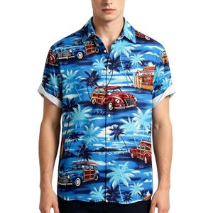 Hawaiian Shirt for Men, Short Sleeve Button Down Shirts Summer Beach Vacation Tropical Guitar Pattern Casual Tops (M)