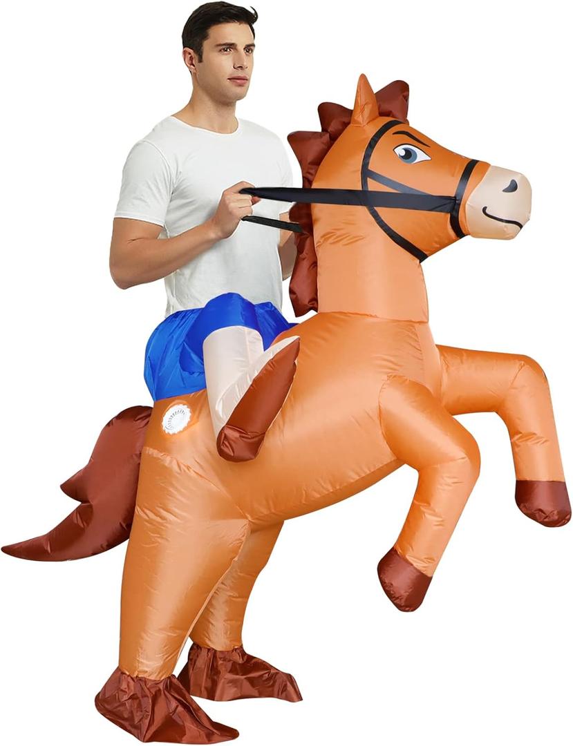 Stegosaurus Inflatable Costume Adult Ride On Horse Costumes Cowboy Air Blow Up Funny Riding Horse Suit for Men Women Halloween, One Size