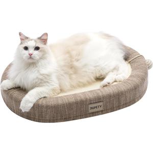 Jiupety Sisal Cat Scratcher Bed, 24" Extra Large Scratcher Up to 20lbs, Oval Durable Scratching Board, 3 in 1 Cat Bed, Brown