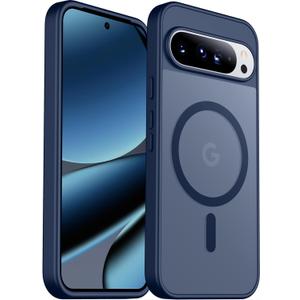 SPIDERCASE Magnetic for Google Pixel 10/Pixel 10 Pro Case, Military Grade Drop Protection Slim Translucent Matte Shockproof Anti-Fingerprint Phone Case for Pixel 10/10 Pro, Navy Blue