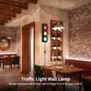 yeesport Traffic Light Wall Lamp, Retro Traffic LED Light with Remote Controller, Kids Bedroom Stop Light, Room Decor Light, Vintage Fun Signal Light for Bedroom, Living Room, Club, Bar, Pub (1)