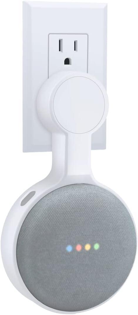 Outlet Wall Mount Holder for Google Home Nest Mini (1st & 2nd Generation), A Space-Saving Accessories for Google Home Mini Voice Assistant (White)