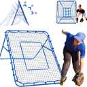 Volleyball Baseball Rebounder Net, Softball Rebounder Pitchback Net Quick Adjustments, Quick Adjustments Lacrosse Bounce Back Practice Equipment, Ideal for Outdoor Indoor and Backyard Training (5FTx4FT)