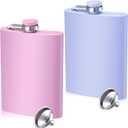 Meanplan 2 Pack Flasks for Women Hip Flask for Liquor Matte Flask with Funnel Leakproof Stainless Steel Whiskey Pocket for Alcohol Drink Wine Christmas Valentine Wedding Gift(8 oz,Pink,Purple)