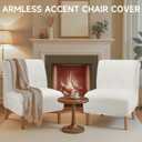 Teddy Wool Armless Accent Chair Cover Heavy-duty Soft Plush Armless Chair Slipcover Accent Chairs Covers without Arms Warm Fuzzy Slipper Chairs Slipcover for Living Room/Bedroom/Hotel Decor (White, 1)