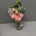 Faux Flowers with Vase,Artificial Silk Roses in Vase, Fake Plant Eucalyptus Flower Arrangement for Home Office Farmhouse Bathroom Dining Table Centerpiece Decorations Coffee Table Decor (Pink)