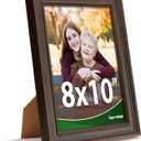 8x10 Picture Frame, High Definition Glass for 8 x 10 Photo Frame, Vintage Picture Frames 8x10 Rustic Distressed Pattern, Wall and Tabletop Display, Brown 1Pack