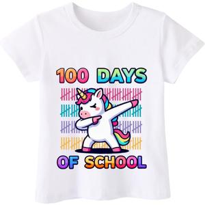 100 Days of School Shirt Kids  Boys Girls Toddler 100th Day of School T-Shirt, Happy 100-Day Kindergarten 3T-7T (Unicorn)