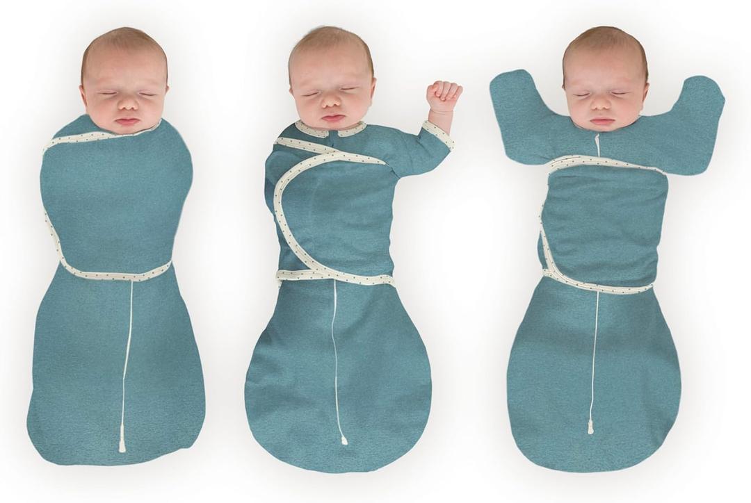 SwaddleDesigns 6-Way Omni Swaddle Sack Arms Up Swaddle for Newborn, More Options to Calm Startle Reflex, Improves Sleep (Small (6-14 Pound), Heathered Teal)