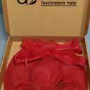 dressfan Wide Brim Fascinator Derby Hats for Women,20s Detachable Flower Hat with Headband for Derby Church Wedding Tea Party