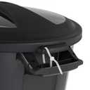 United Solutions 32 Gallon Outdoor Waste Garbage Bin, Easy to Carry Pass-Through Handles & Attachable Click Lock Lid, Black