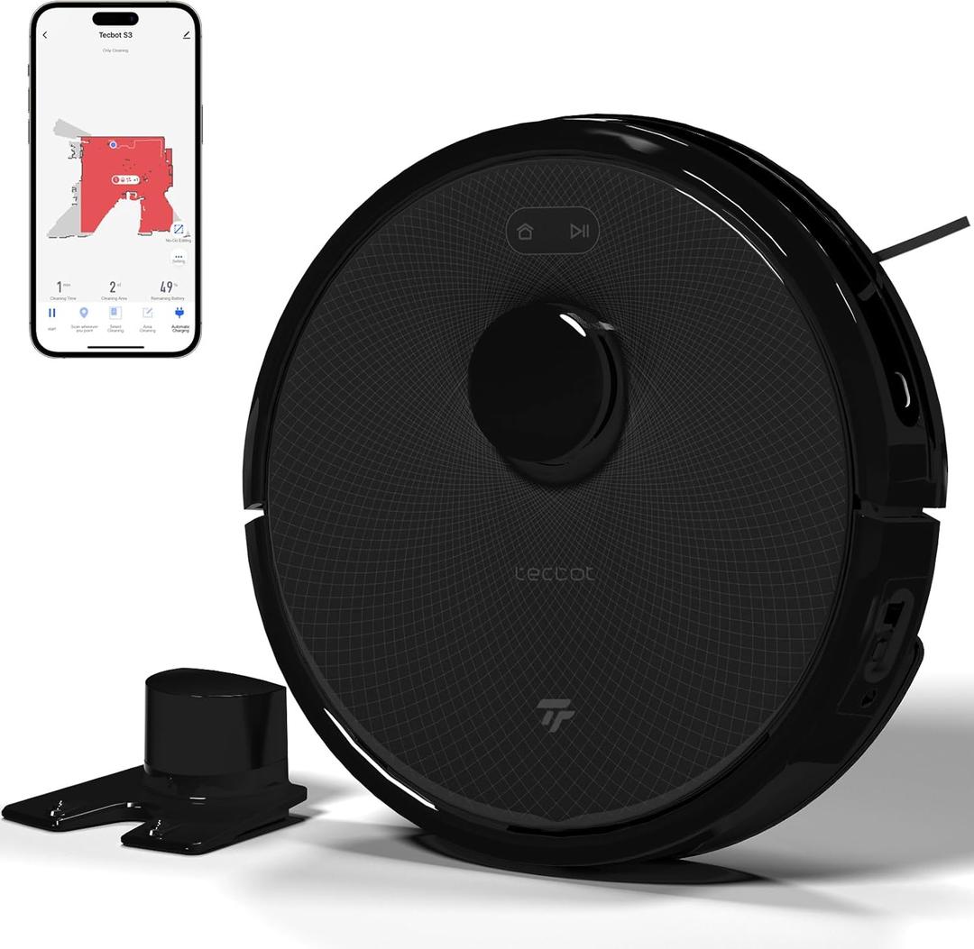 TECBOT S3 PRO Robotic Vacuum Cleaner and mop, LiDAR Navigation, 150mins Runtime&4,000Pa Suction, Automatic Charging Robot Vacuum Cleaner, WiFi,App,Alexa, Ideal for Hard Floor, Pet Hair,Black