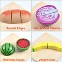 WHOHOLL 43 Pcs Wooden Play Food for Kids Play Kitchen Accessories Playset with Basket, Pretend Cutting Food Toys for 3 4 5 6 Year Old, Vegetables Fruits Toys Christmas Birthday Gifts for Girls Boys