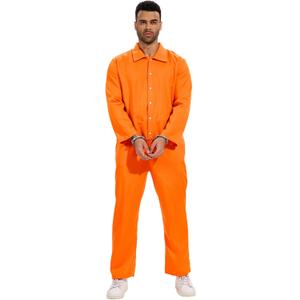 Prisoner Costume Men Orange Jumpsuit Loose Prison Jumpsuits for Halloween Costume Party (Orange)
