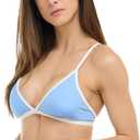 Skye Women's Standard Jayme Fixed Triangle Bikini Top Swimsuit (Blue, M)
