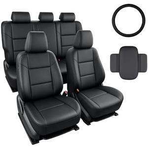 Zaqmru Black Faux Leather 5-Seat Full Set Seat Covers for Toyota RAV4 2019-2025
