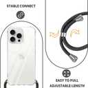 for iPhone 16 Pro Crossbody Case Cord Adjustable Neck Lanyard Clear Case Strap Women Soft TPU Bumper Phone Cover Shockproof Protective Mobile Cover for iPhone 16 Pro - Black