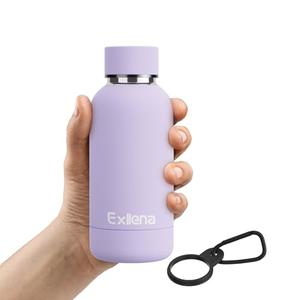 Exllena Small Water Bottle 12oz with Clip, Double Wall Stainless Steel Vacuum Small Insulated Water Bottle Keeps Drinks Cold 24 Hrs/Hot 12 Hrs for Kids Handbag School BPA Free (Purple)