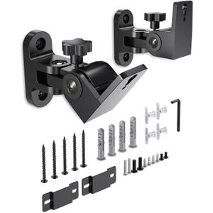 Rear Speaker Wall Mount, 2 Packs Universal Mounting Bracket for Small Bookshelf Speakers, Swivel & Tilt, Works with Klipsch, Lg, Polk, Sony & Others, fits Keyhole and Thread Hole, Hold up to 32 lbs