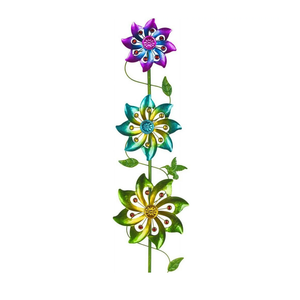 3 Blades Wind Spinner, Pinwheels for Yard and Garden, Metal Wind Spinners Outdoor, Colourful Wind Sculptures for Outside Patio Lawn Decoration