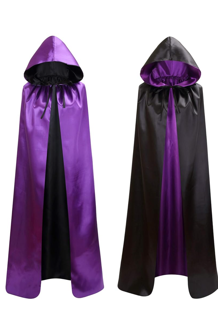 Unisex Reversible Hooded Cloak Cape For Christmas Halloween Party Vampires Cosplay Costumes One Size 