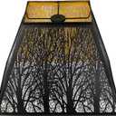 Large Metal Lampshade New Pyramid Shape Design 7'' Top 14'' Bottom 10'' Height ALUCSET Square Bell Shade Lamp Shade Forest Design Black and Gold fits for Table Lamps and Floor Lamps