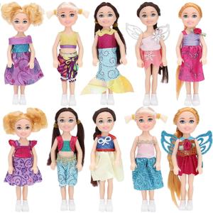 ONEST 10 Sets 5 Inch Mini Dolls with Doll Clothes Party Grown Outfits Doll Accessories for Kids