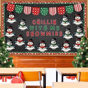 Snowman Bulletin Board Kit Christmas Classroom Decorations, Chillin with My Snowmies Winter Bulletin Board Christmas Bulletin Board Party Decorations