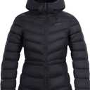 Pioneer Camp Women's Down Puffer Jacket Lightweight Hooded Winter Coat Water Repellent Quilted Fuffy Jacket Outdoor Casual (Large, Black)