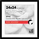 Americanflat 24x24 Picture Frame with Polished Plexiglass - Use as 20x20 Frame with Mat or Display 24x24 Photo Without Mat - Epic Collection - Wide Square Picture Frames for Wall Display - Black