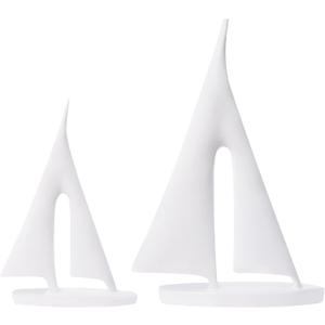 Modern Sculptures Home Decor, Sailboat Decor Ornament, Boat Decorations Statue Decor, Art Sculptures and Statues, Sailboat Gifts Home Office Bathroom Shelf Decor (White-2 Pack)