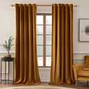 MIULEE Velvet Curtains Golden Brown Elegant Grommet Thermal Insulated Soundproof Room Darkening Curtain/Drapes for Classical Living Room Bedroom Decor 72 x 84 Inch Set of 2