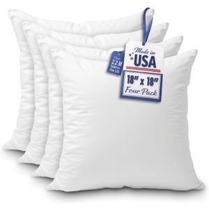 Foamily Throw Pillow Insert 18x18 (Set of 4) Premium Decorative Pillows for Couch, Bed & Living Room, Soft Fluffy Throw Pillows for Couch, Pillow Inserts for Home Decor
