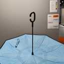 SIEPASA 49 Inch Inverted Reverse Upside Down Umbrella, Extra Large Double Canopy Vented Windproof Waterproof Stick Golf Umbrellas with C-shape Handle. (Blue)