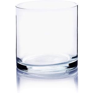 WGV Cylinder Vase, 4" W x 4" H, Floral Container, Glass Candle Holder Centerpiece Planter Terrarium for Wedding Party Event, Home Office Decor, Clear, 1 Piece