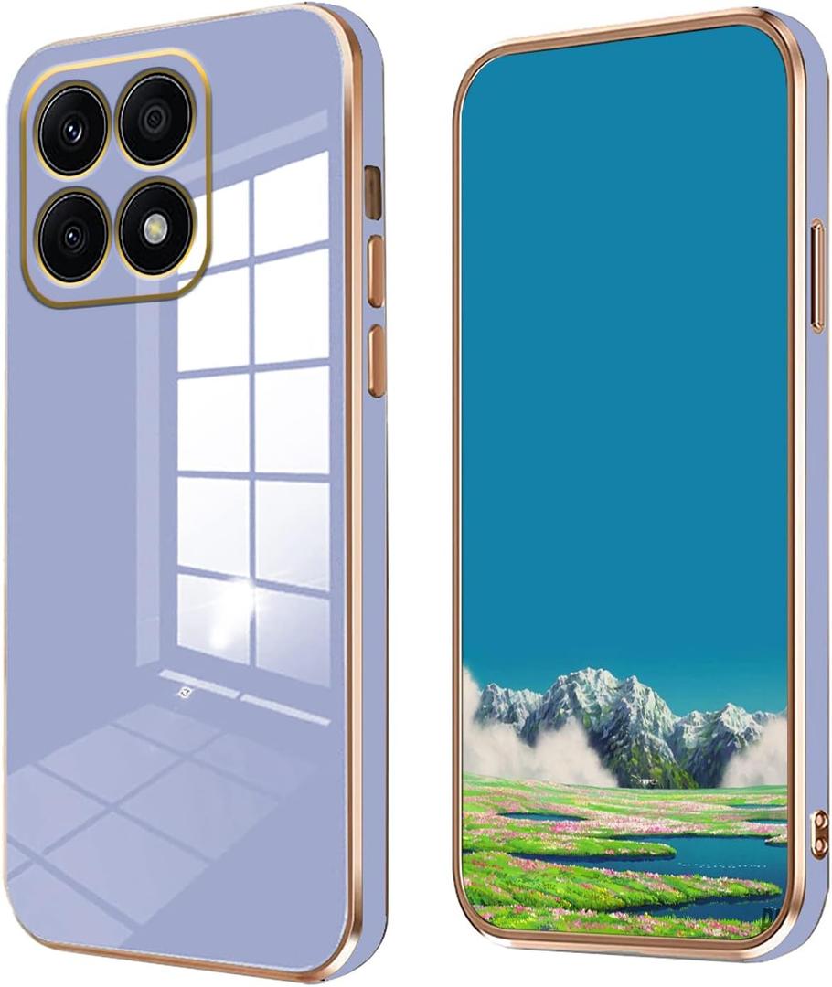 Compatible with Honor X8a Case Silicone Pink, Plating for Honor X8a Phone Case Shockproof Thin and Soft Cover (Smoky Purple) (blue) Compatible with Honor X8a Case Silicone Pink, Plating for Honor X8a Phone Case Shockproof Thin and Soft Cover (Smoky Purple) (blue)