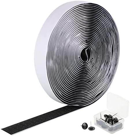 MAGZO Self Sticky Hook & Loop Tape 22 FT x 0.78 in, Heavy Duty Adhesive Hook Strip Roll for Screen Door Installation, Black