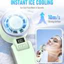 PlayHot Upgraded Portable Handheld Fan with 60F Ice Cooling, Up tp 12Hrs Hand Held Portables Fans, 5 Speed 25550RPM Powerful Portable Fan Handheld, Hand/Neck/Desk Fan 3 IN 1(Green)