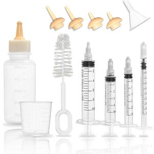 Puppy Kitten Bottle Feeding Kit, Newborn Baby Dog Cat Rabbit Feeding Bottles with Nipples Feeder Pet Nursing Kit