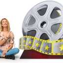 4 ft Movie Night Party Decorations Red Carpet Awards Reel Lifesize Cardboard Cutout Stand up Large Movie Reel Photo Props for Prom Film Night Theme Birthday Party Decorations Supplies