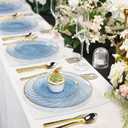 80pcs Clear Blue Disposable Shell Plastic Plates With Gold Rim, 10 inch 40 Dinner Plates and 7 inch 40 Dessert Plates for Party, Wedding, Birthday