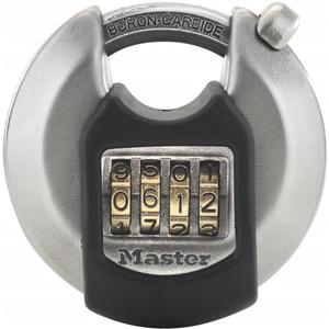 MASTER LOCK Heavy Duty Disc Padlock [Combination] [Stainless Steel] [Outdoor] M40EURDNUM - Best Used for Storage Units, Sheds, Garages, Trailers and More