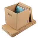 Vinyl Record Storage Box - Moving Box with Handles and Lids - Sturdy Cardboard Crate for Vinyl storage - Holds Up to 60 Records or LPs - Set of 4 Boxes (Kraft