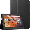 Fintie Folio Case for All-New Amazon Fire HD 10 and 10 Plus Tablet (13th/11th Generation, 2023/2021 Release) - Slim Fit Standing Cover with Auto Sleep/Wake, Black. 