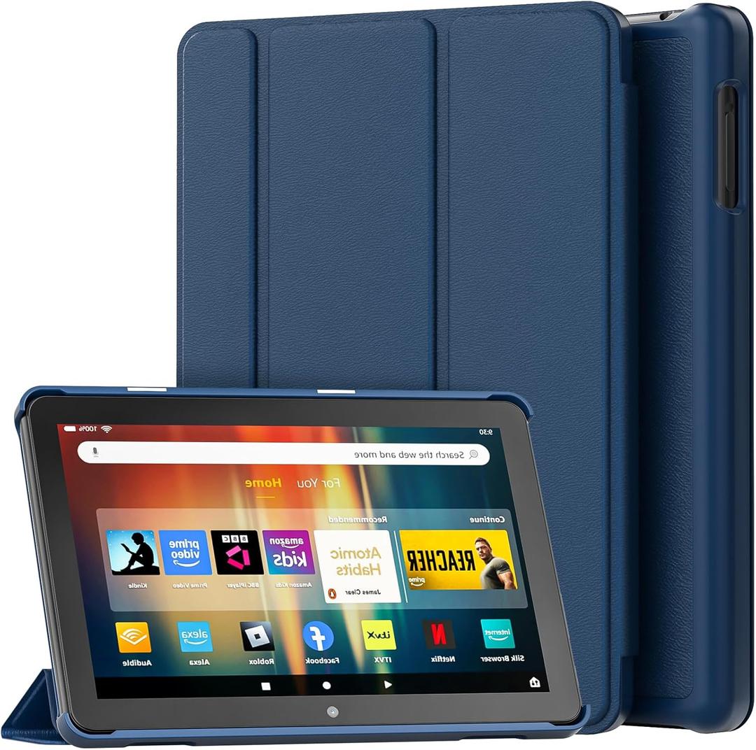 Lainergie Smart Trifold Stand Case with Hard PC Back and Auto Wake/Sleep Incompatible with Alcatel TCL, Ocean Blue