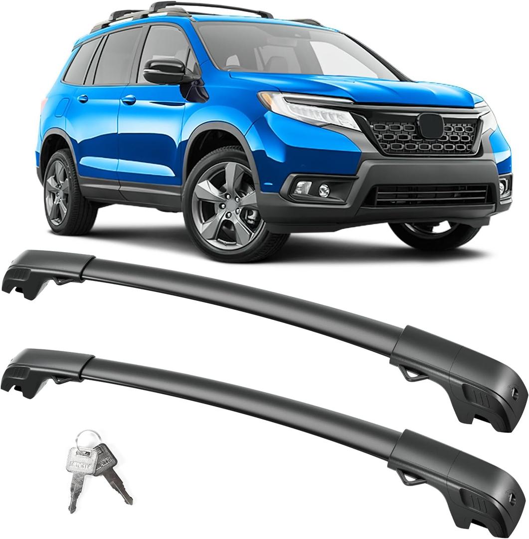 FengYu Lockable Roof Rack Cross Bars 220lb Compatible with Honda Passport 2019-2025 with Raised Rails, Heavy Duty Aluminum Roof Rails Crossbars Cargo Bars Canoe Rooftop Black Carrier Luggage