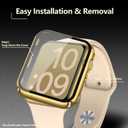 [2-Pack] Julk 38mm Gold Cover with Screen Protector for Apple Watch Series 3/2, 9H Tempered Glass with Slim Hard Protective Case for iWatch [1 Gold + 1 Transparent]