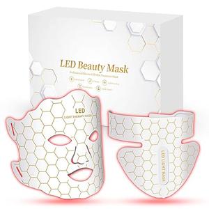 Yahi Red Light Photon Facial & Neck Mask with Remote Control, 7 Custom Modes with Infrared, Portable & Rechargeable with Timer for Home Use, 175 HighDensity Light Beads, White