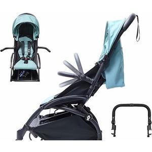 Stroller Bumper Bar Adjustable Angle Replacement Armrest Detachable Stroller Bar Handlebar Crossbar Stroller Accessory Dual-Mode Open with Black Smooth Leather Cover